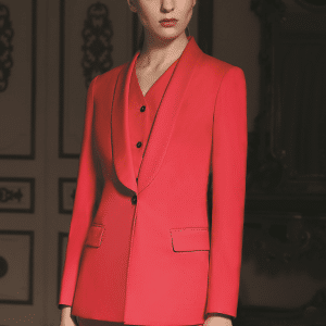 Sophisticated Longline Wool Pantsuit for Women – Western Style All-Season Corporate Executive Suit & Professional Formalwear