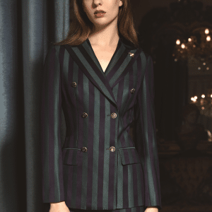 Sophisticated Western-Style Striped Wool Pantsuit for Women – High-End Corporate Executive & CEO Suit for Year-Round Professional Formalwear