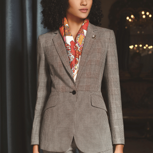 SUIT (22) Sophisticated Western-Style Color-Block Wool Pantsuit for Women – High-End Corporate Executive & CEO Suit for Year-Round Professional Formalwear