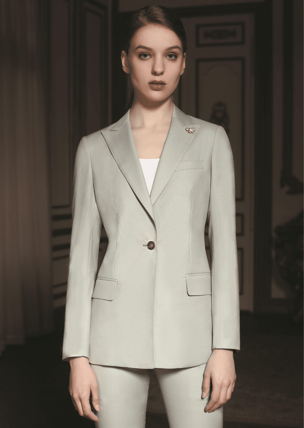 SUIT (35) Sophisticated Monochrome Wool Formal Suit for Women – High-End Single-Button High-Waisted Executive Business Dress Pantsuit