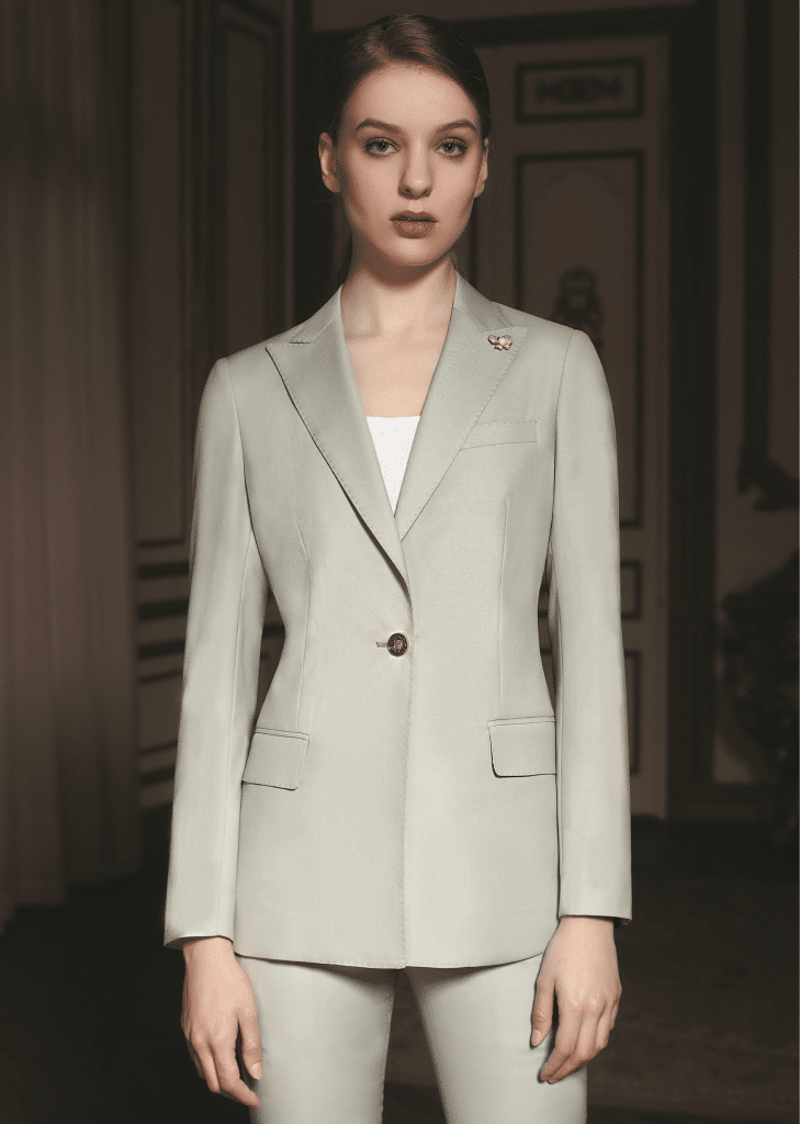 Sophisticated Monochrome Wool Formal Suit for Women – High-End Single-Button High-Waisted Executive Business Dress Pantsuit