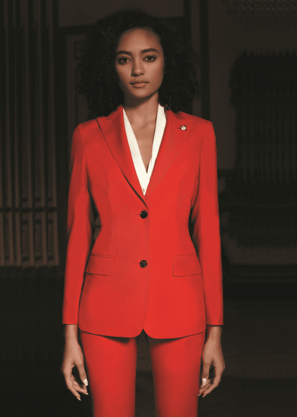 SUIT (36) Sophisticated Monochrome Wool Formal Suit for Women – High-End Two-Button High-Waisted Executive Business Dress Pantsuit
