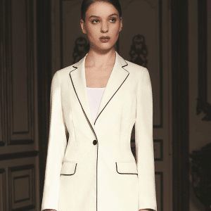 Sophisticated Monochrome Wool Formal Suit for Women – High-End Single-Button High-Waisted Executive Business Dress Pantsuit