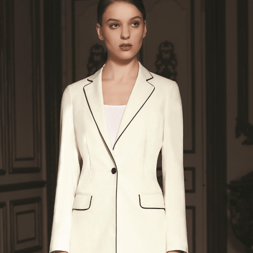 Sophisticated Monochrome Wool Formal Suit for Women – High-End Single-Button High-Waisted Executive Business Dress Pantsuit