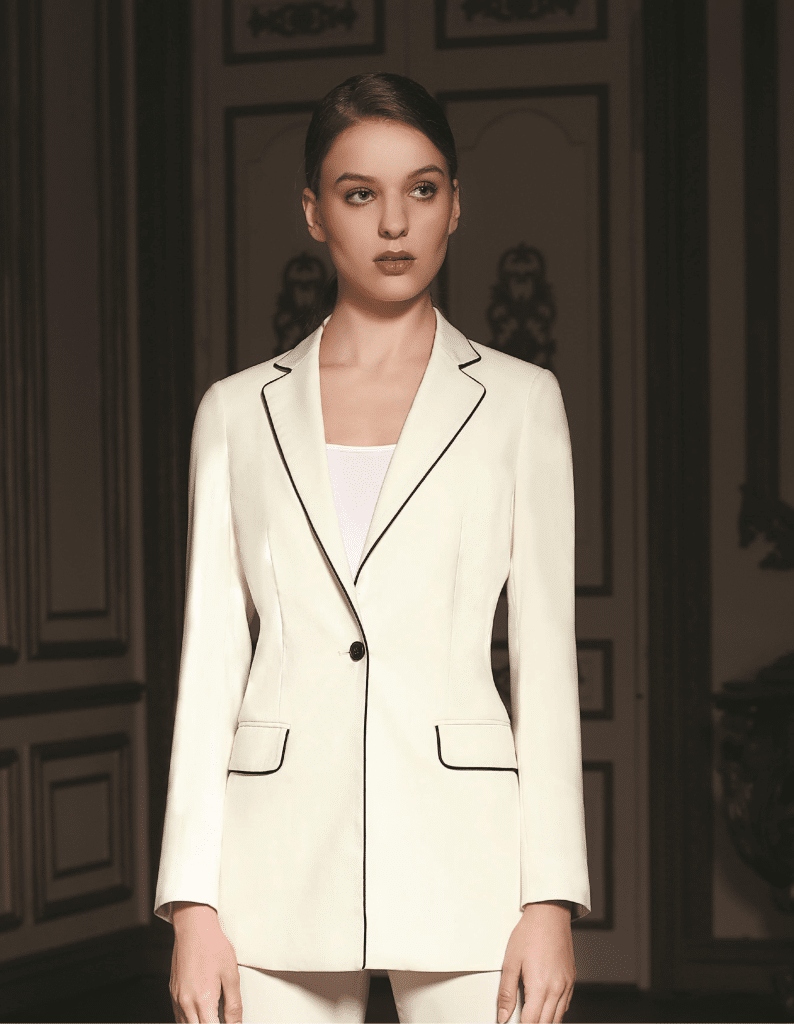 Sophisticated Monochrome Wool Formal Suit for Women – High-End Single-Button High-Waisted Executive Business Dress Pantsuit
