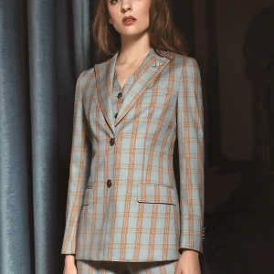 Sophisticated Plaid Wool Formal Suit for Women – High-End Two-Button High-Waisted Executive Business Dress Pantsuit