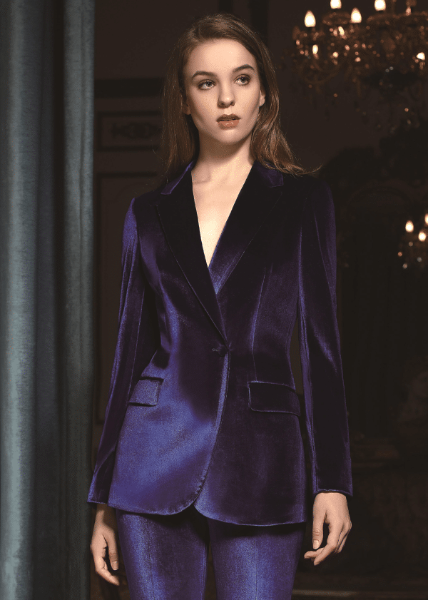 SUIT (8) Sophisticated Flannel Pantsuit for Women – High-End Single-Button Corporate Executive Suit & Sharp Professional Formalwear