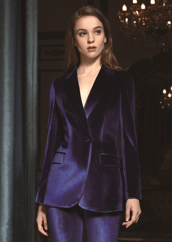 Sophisticated Flannel Pantsuit for Women – High-End Single-Button Corporate Executive Suit & Sharp Professional Formalwear