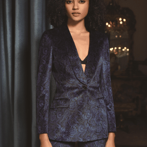 Sophisticated Patterned Wool Pantsuit for Women – High-End Single-Button Corporate Executive Suit & Professional Formalwear