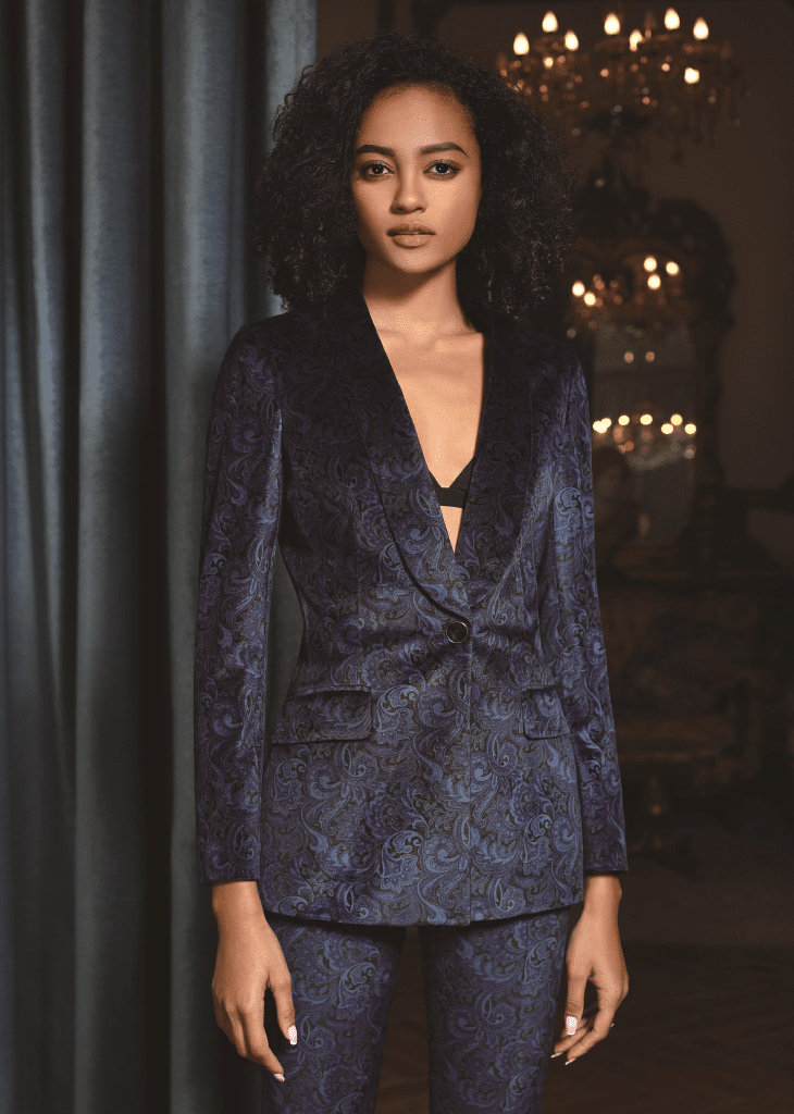 Sophisticated Patterned Wool Pantsuit for Women – High-End Single-Button Corporate Executive Suit & Professional Formalwear