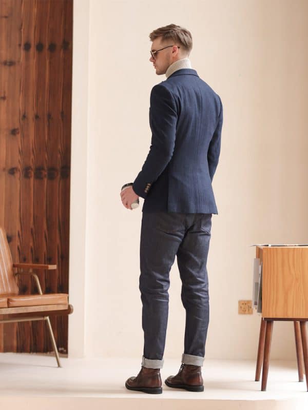 blazer (1) British Yuppie Style Dark Blue Wool Blazer for Men – Light Luxury Tailored Waist Winter Casual Suit Jacket