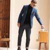 blazer (1) British Yuppie Style Blue Tweed Suit Jacket for Men – High-End Thickened Woolen Casual Blazer for Autumn Winter