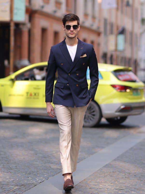 blazer (1) Premium Woolen Double-Breasted Men's Blazer – High-End Business-Commute Smart-Casual Suit Jacket