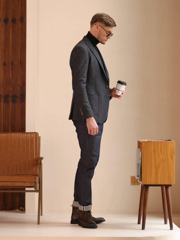 British Smart-Casual Wool Blazer for Men – High-End Autumn Winter Ins Trend Semi-Formal Single Suit Jacket