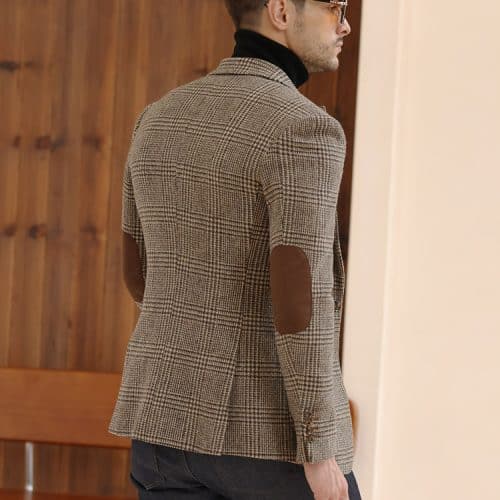 blazer (1) American Vintage Plaid Wool Tweed Blazer for Men – High-End Thickened Autumn Winter Casual Suit Jacket