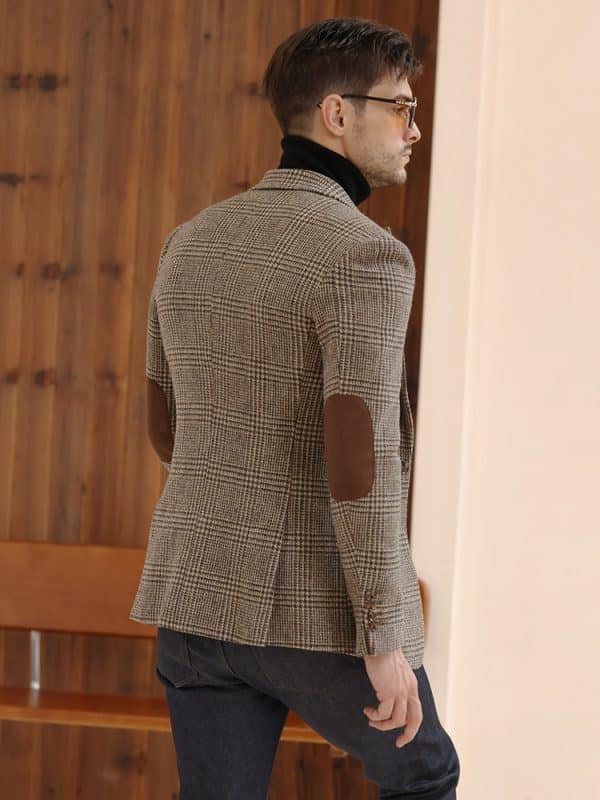 blazer (1) American Vintage Plaid Wool Tweed Blazer for Men – High-End Thickened Autumn Winter Casual Suit Jacket
