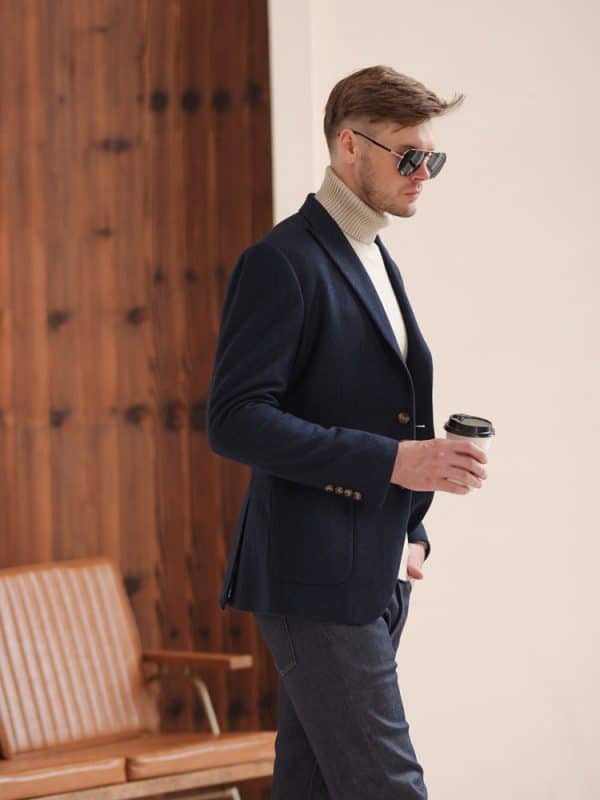 blazer (2) British Yuppie Style Dark Blue Wool Blazer for Men – Light Luxury Tailored Waist Winter Casual Suit Jacket