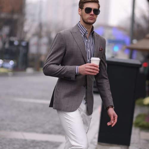 Premium Plaid Slim-Fit Men's Blazer – High-End Fashion Business-Casual Single Suit Jacket