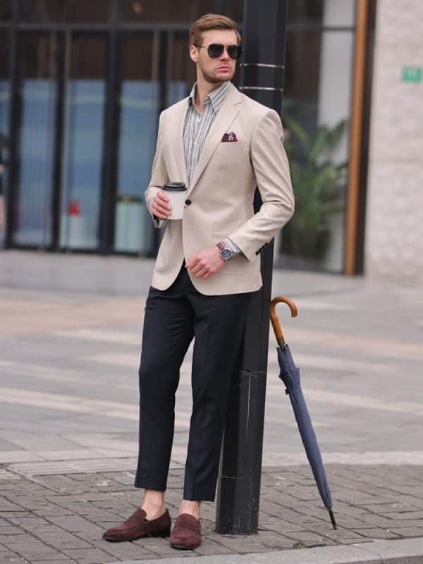 blazer (2) Premium Slim-Fit Men's Casual Blazer – Early Spring Fashion Light-Mature Single Suit Jacket