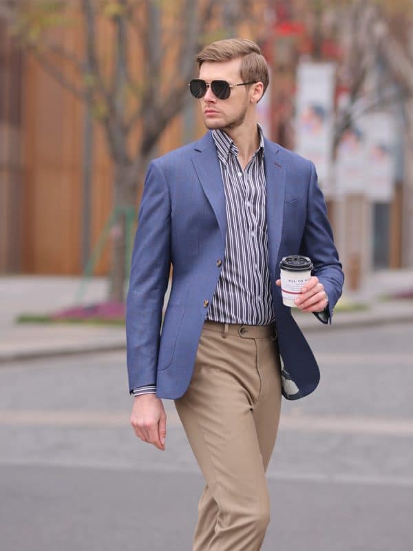 blazer (2) High-End Stylish Men's Plaid Casual Blazer – Designer Street-Chic Single Suit Jacket