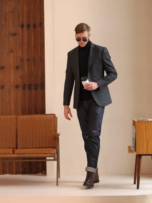British Smart-Casual Wool Blazer for Men – High-End Autumn Winter Ins Trend Semi-Formal Single Suit Jacket
