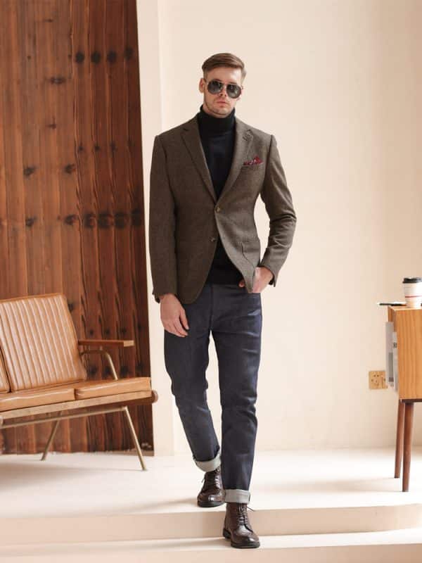 blazer (2) British Style Heavyweight Wool Tweed Blazer for Men – High-End Semi-Formal Casual Suit Jacket for Autumn Winter Vibe