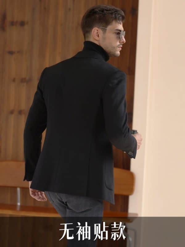 blazer (2) Sophisticated Black Cashmere Blazer for Men – Light Luxury Yuppie Style Slim-Fit Autumn Winter Casual Suit Jacket