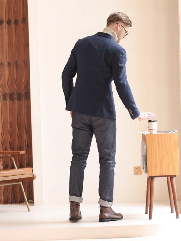 blazer (3) British Yuppie Style Dark Blue Wool Blazer for Men – Light Luxury Tailored Waist Winter Casual Suit Jacket