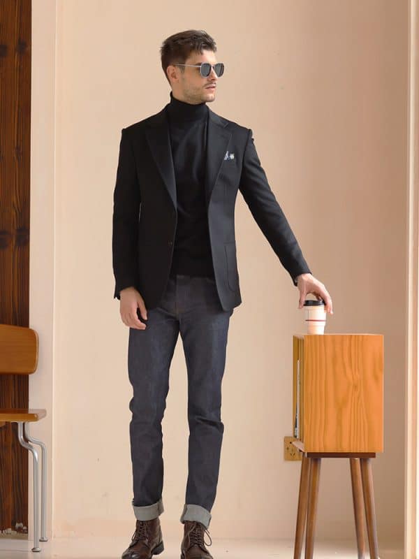 blazer (3) Sophisticated Black Cashmere Blazer for Men – Light Luxury Yuppie Style Slim-Fit Autumn Winter Casual Suit Jacket