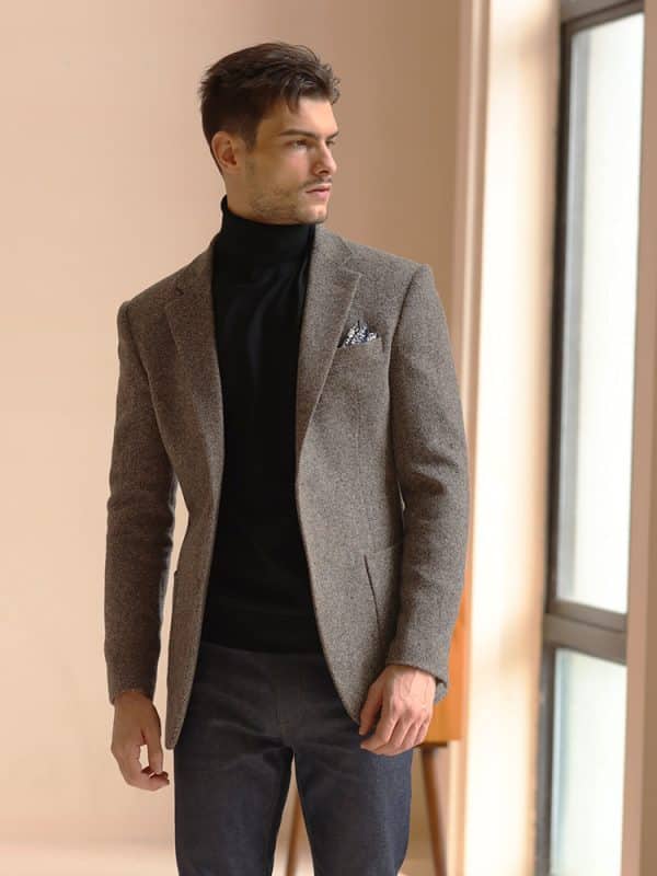 blazer (3) American Vintage Wool Tweed Blazer for Men – High-End Heavyweight Autumn Winter Ins Trend Casual Suit Jacket