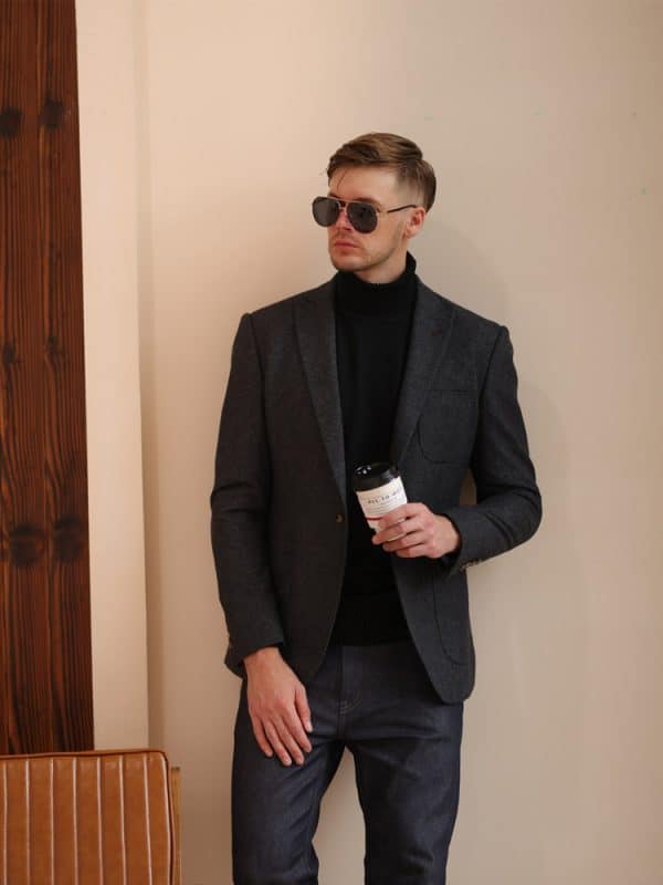 British Smart-Casual Wool Blazer for Men – High-End Autumn Winter Ins Trend Semi-Formal Single Suit Jacket