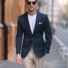 blazer (4) Premium Wool Slim-Fit Men's Blazer – Versatile Solid Blue Business-Casual Jacket