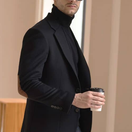 blazer (5) Sophisticated Black Cashmere Blazer for Men – Light Luxury Yuppie Style Slim-Fit Autumn Winter Casual Suit Jacket