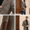 blazer (5) American Vintage Plaid Wool Tweed Blazer for Men – High-End Thickened Autumn Winter Casual Suit Jacket