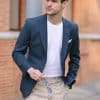 blazer (5) Premium Wool Slim-Fit Men's Blazer – Versatile Solid Blue Business-Casual Jacket