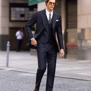 Luxury Wedding Season British Style Wool 3-Piece Suit for Men – Sophisticated Slim Fit Shadow Stripe Formal Suit