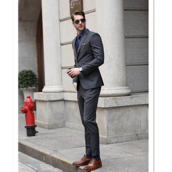 suit (1) Sophisticated British Style Dark Grey Wool Suit for Men – High-End Business Formal & Casual Yuppie Suit Set