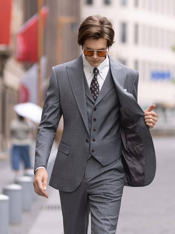 suit (1) Sophisticated British Style Wool 3-Piece Suit for Men – High-End Shadow Stripe Groom Wedding & Smart Business Formal Wear