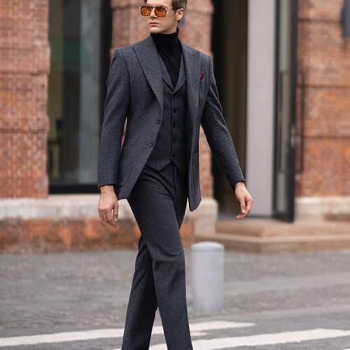 suit (1) Premium Heavyweight Wool Tweed 3-Piece Suit – High-End Smart-Casual Business & Formal Ensemble