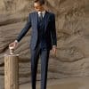 suit (1) Luxury British Style Men’s Wool Three-Piece Suit | Slim Fit Plaid Wedding Suit for Groom, Business & Formal Wear
