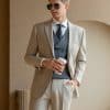 suit (2) Men’s Beige 3-Piece Wool Wedding Suit – Groom’s Formal Business Suit for Spring & Fall