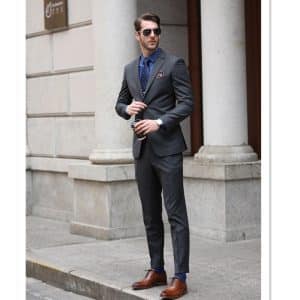 Sophisticated British Style Dark Grey Wool Suit for Men – High-End Business Formal & Casual Yuppie Suit Set