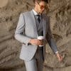 suit (2) Sophisticated Light Grey Wool Suit for Men – High-End Slim Fit Groom Wedding & Smart Business Spring/Autumn Formal Wear