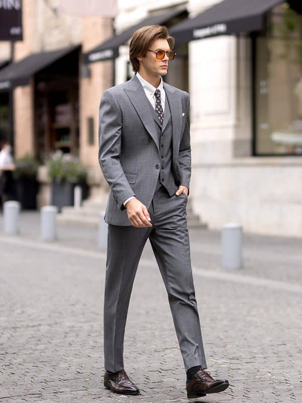 suit (2) Sophisticated British Style Wool 3-Piece Suit for Men – High-End Shadow Stripe Groom Wedding & Smart Business Formal Wear