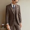 suit (2) Premium Men’s Wool 3-Piece Wedding Suit | Slim Fit Plaid Formal Suit for Groom, Prom & Special Events