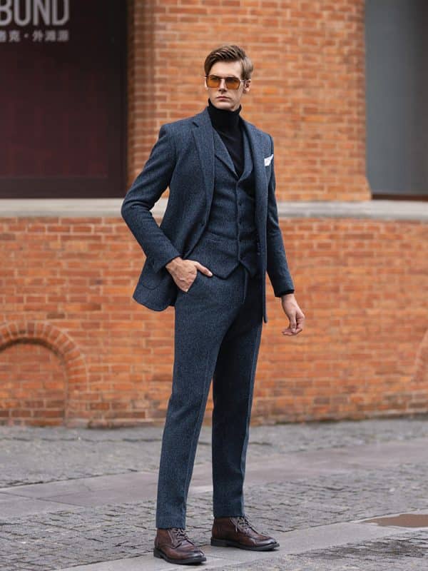 suit (2) Premium Thickened Wool Tweed 3-Piece Suit – Luxury Retro Business & Wedding Formal Ensemble