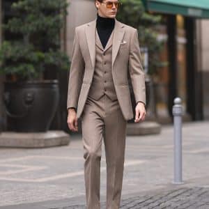 Premium Woolen Slim-Fit 3-Piece Suit – High-End Autumn/Winter Business & Wedding Formal Ensemble