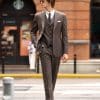 suit (2) Sophisticated British Style Brown Wool 3-Piece Suit for Men – Elegant Slim Fit Groom Wedding & Smart Casual Suit