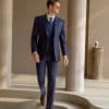 suit (2) Luxury Bespoke Navy Blue Wool 3-Piece Suit for Men – Sophisticated Slim Fit Groom Wedding & Smart Business Formal Wear