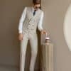 suit (3) Men’s Beige 3-Piece Wool Wedding Suit – Groom’s Formal Business Suit for Spring & Fall